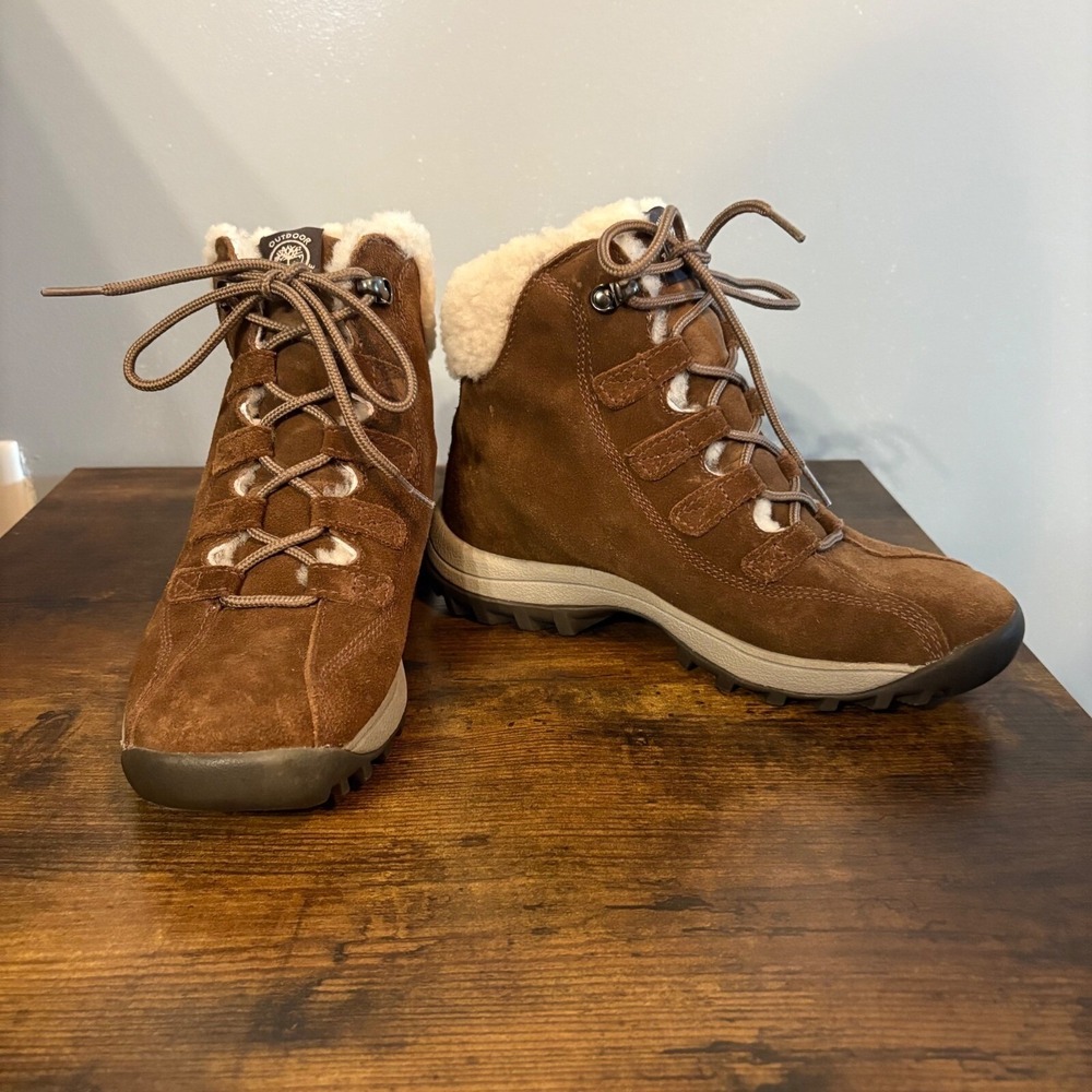 Timberland Brown Suede Canard Resort Shearling Lined Hiking Boot (Women 6.5)